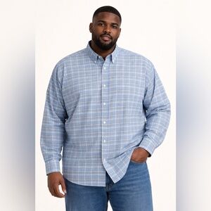 Vineyard Vines On-The-Go Performance brr Light Blue /white plaid Shirt Men’s XXL